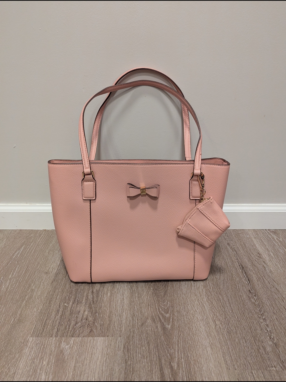 Women’s Pink Bow Tote Bag with Coin Pouch
